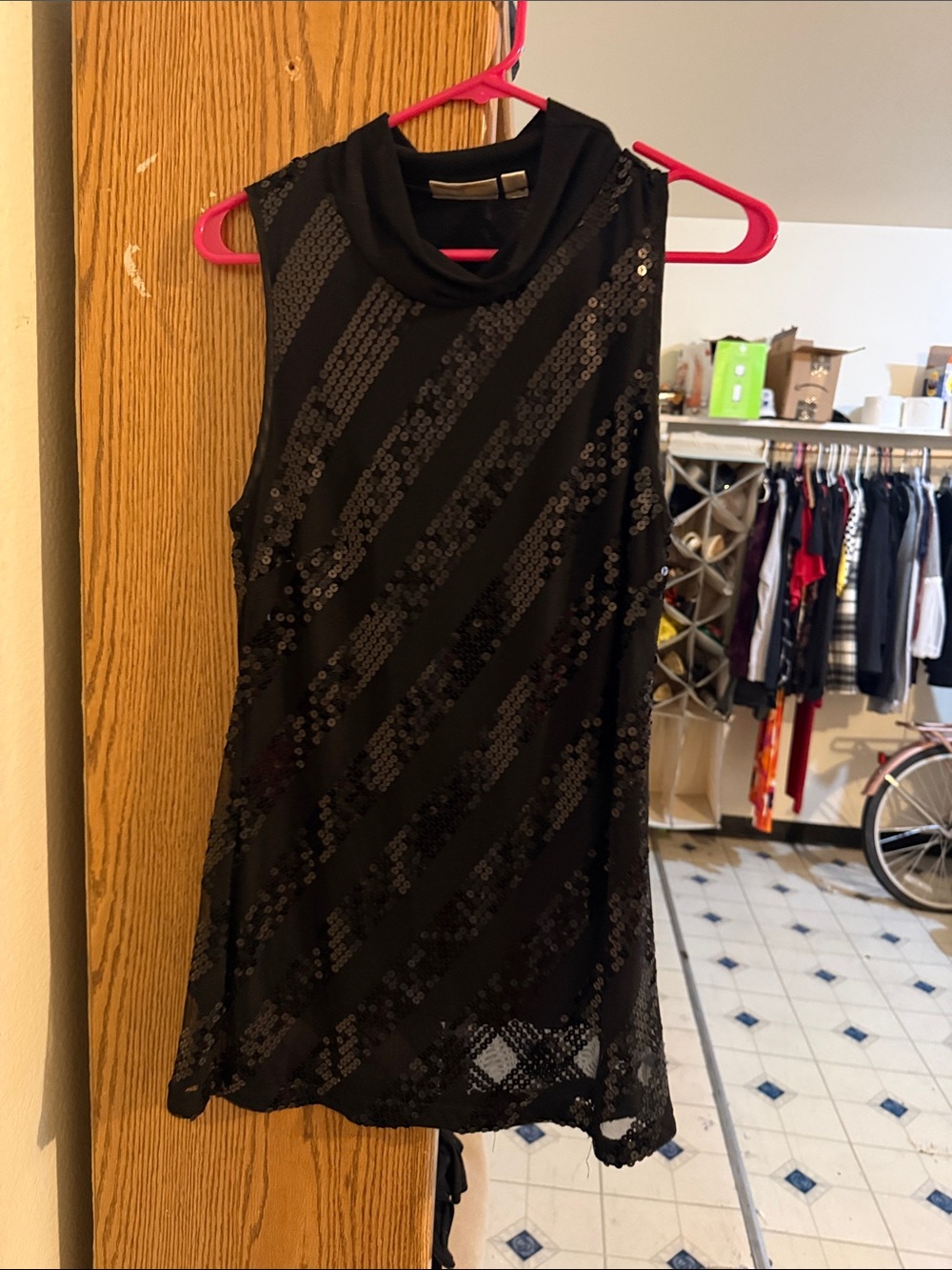 JohnPaulRichard Black Sequin Cowl-Neck Mini Dress